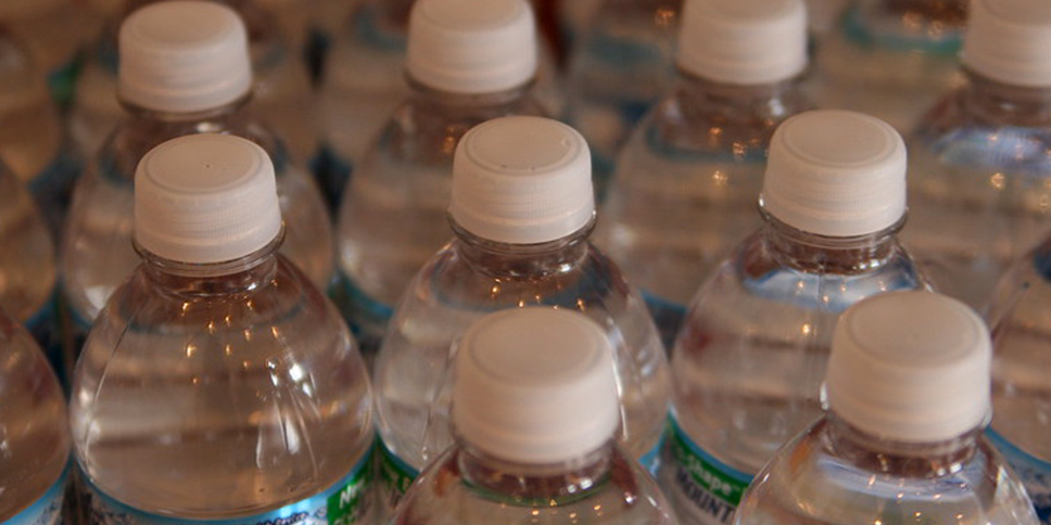 Close up of plastic water bottles