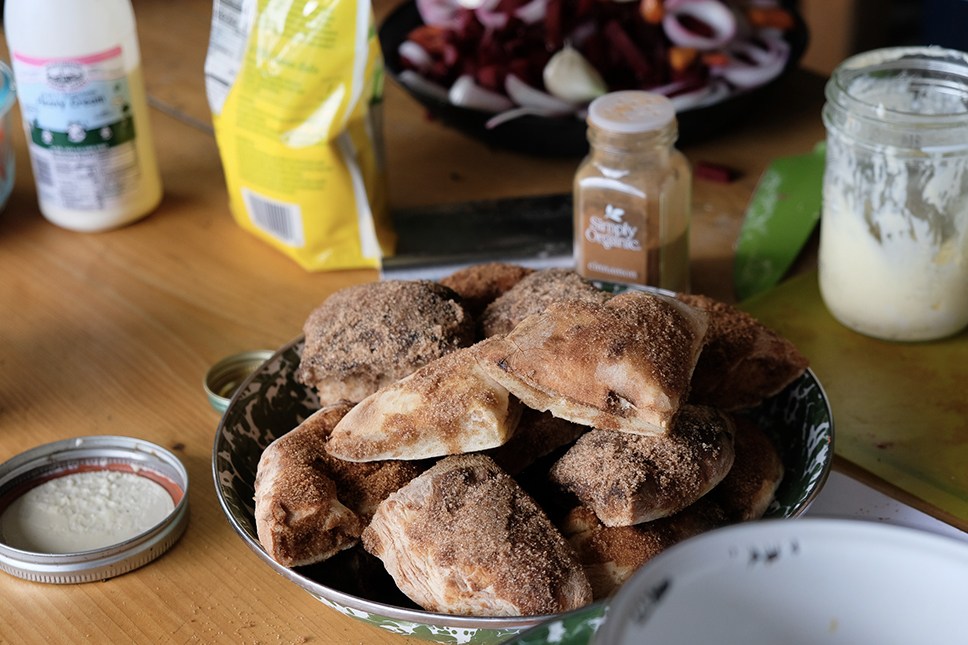 A plate of cinnamon dusted bread bites