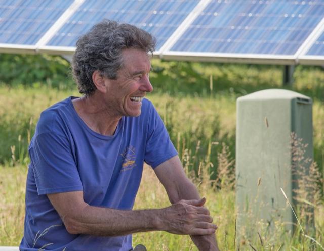 Marshall Webb with solar panels