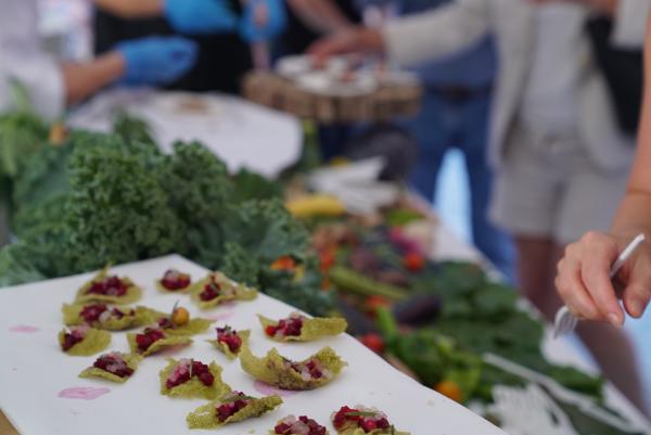 Tomato Beet Tartare and Rice Crisps. Photo courtesy Vermont Fresh Network & Local Frame Media.