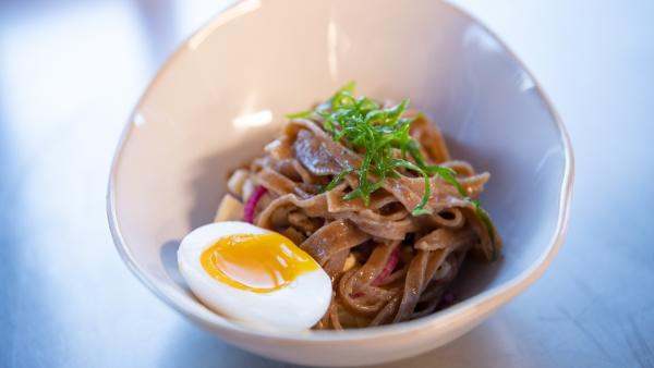 The team's final ramen dish features a delicious mushroom broth, recipe below.