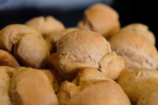 A pile of freshly baked rolls