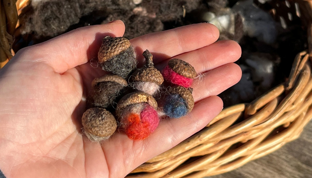 felted acorns