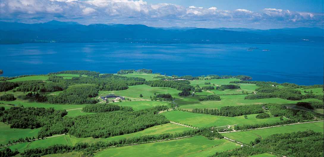 Aerial image of Shelburne Farms